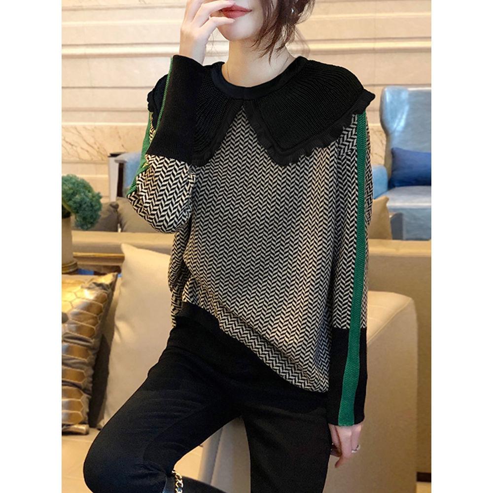 Dámský svetr s límečkem pro panenku 2022 pletený svetr s dlouhým rukávem