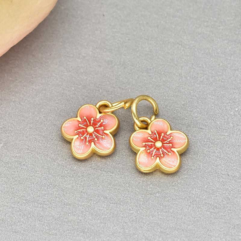 Collana con Ciondolo Fiore di Pesco Placcato Oro a Goccia d'Olio - Accessorio Gioiello DIY da Donna