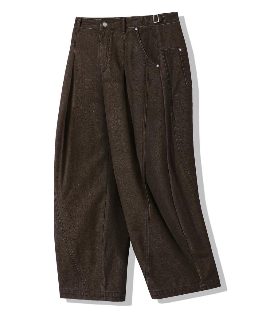TRILLION Adjust Pigment Curved Cotton Pants_Black