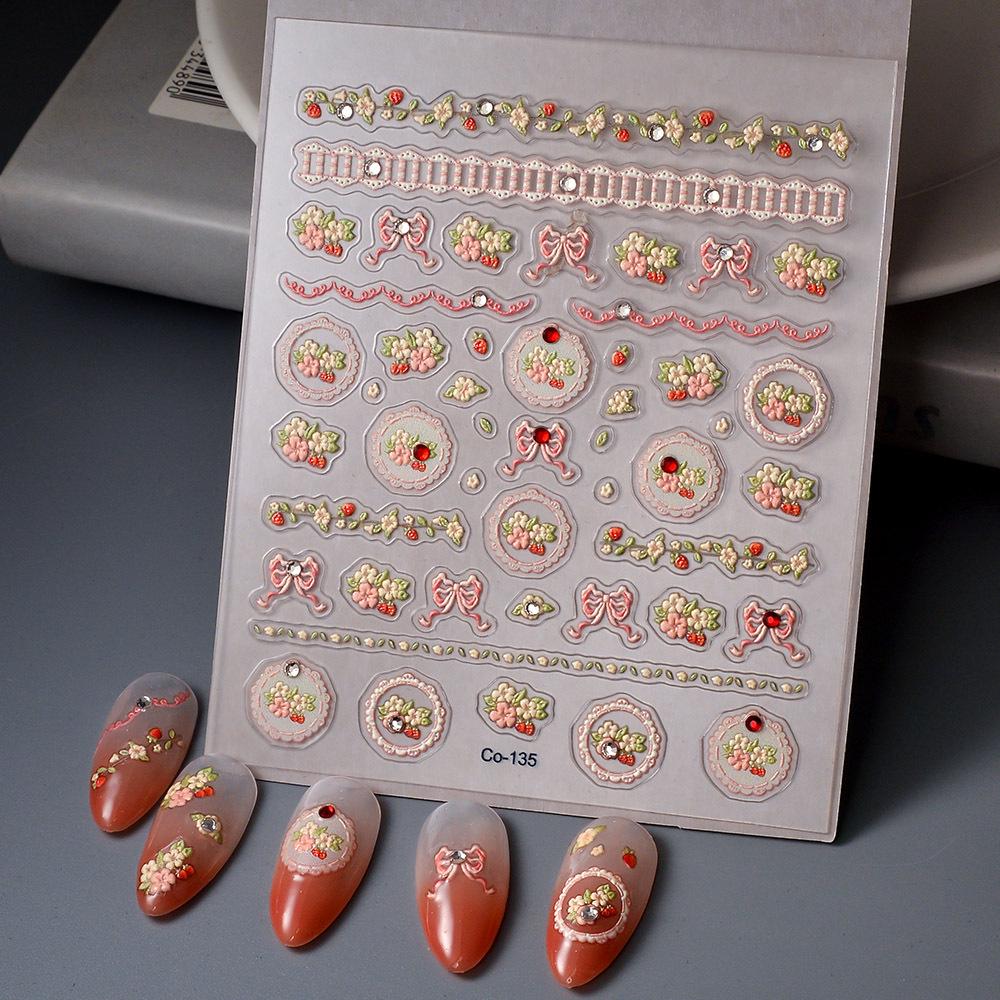 3D Rhinestone Floral Nail Stickers: Waterproof Crystal Diamond Appliques, Self-Adhesive Nail Art Decorations