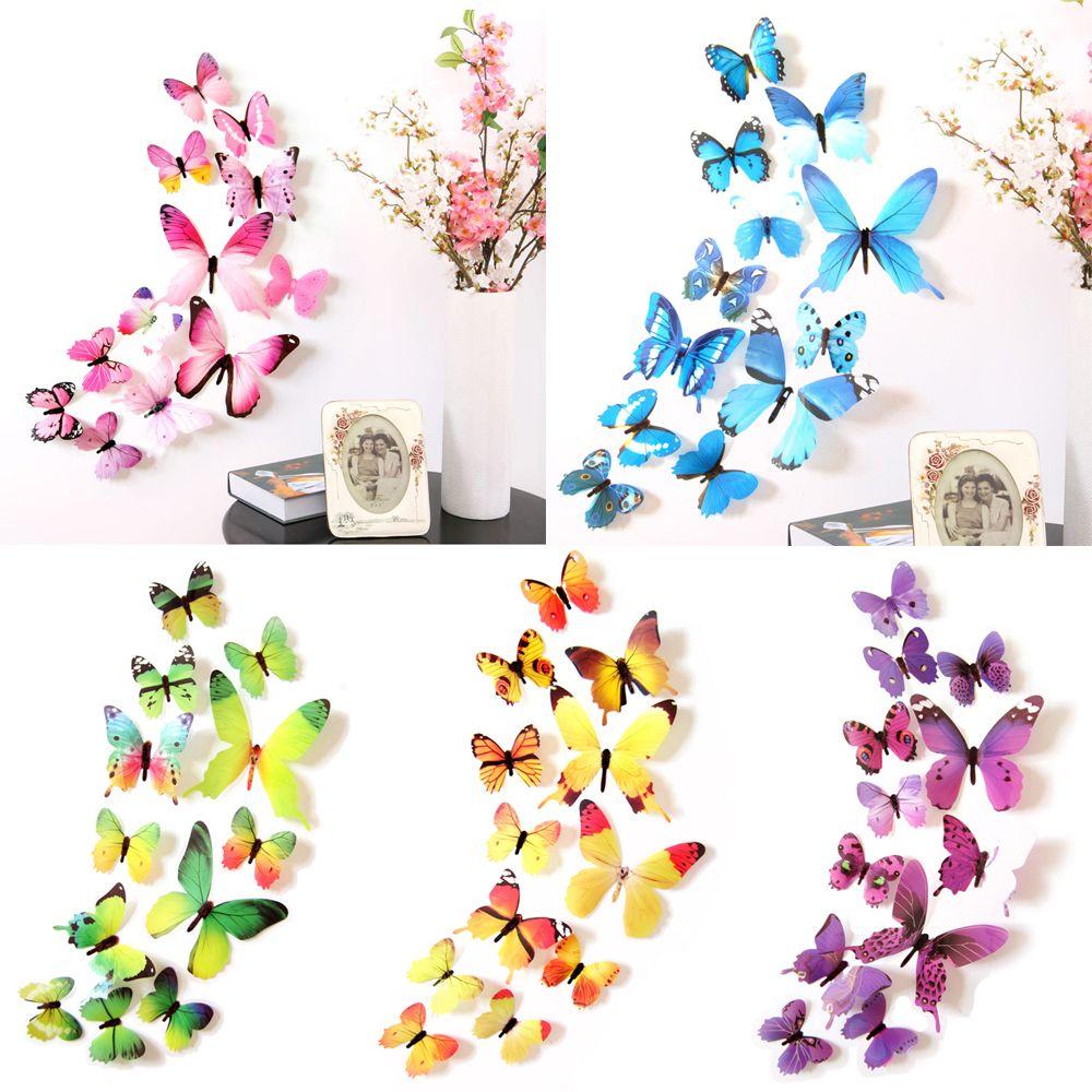

12PCS/Set DIY Single Layer Folding Wings PVC Mural 3D Decals Butterly Wall Sticker Wall Art