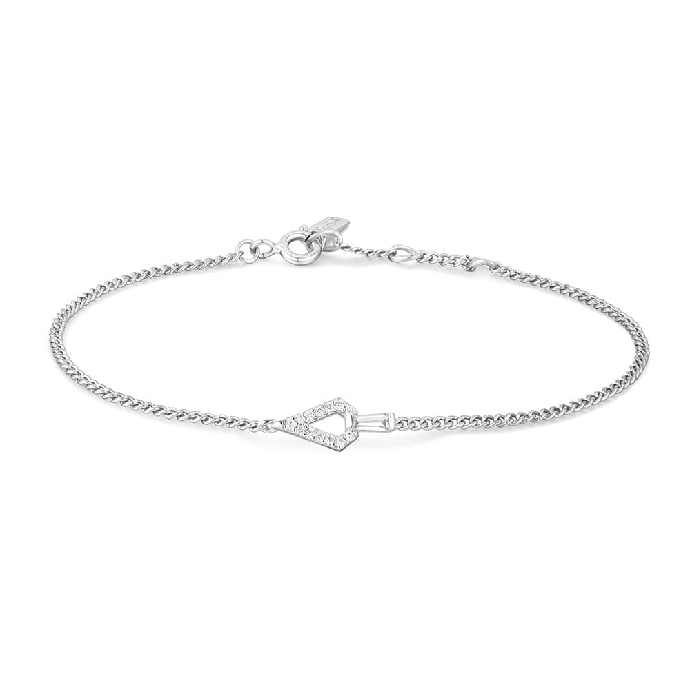 Geometric Cubic Zirconia 925 Silver Bracelet B059-02H