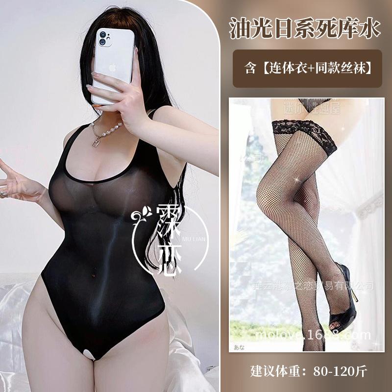 Błyszczący jednoczęściowy strój kąpielowy dla kobiet, seksowny, z perspektywą, japoński, dead pool, wodny, czyste pożądanie