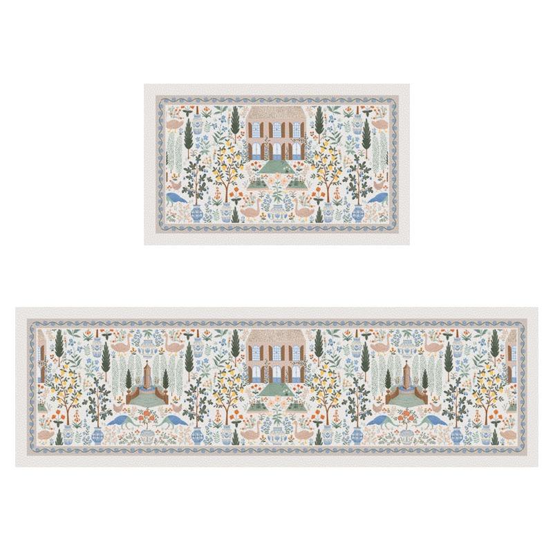 

French Kitchen Floor Mat Leather Waterproof Oil-Proof Foot Mats Pvc Home Corridor Entrance Doormat Non-Slip Dirt-Resistant Rug 50x80cm (19x31inch)