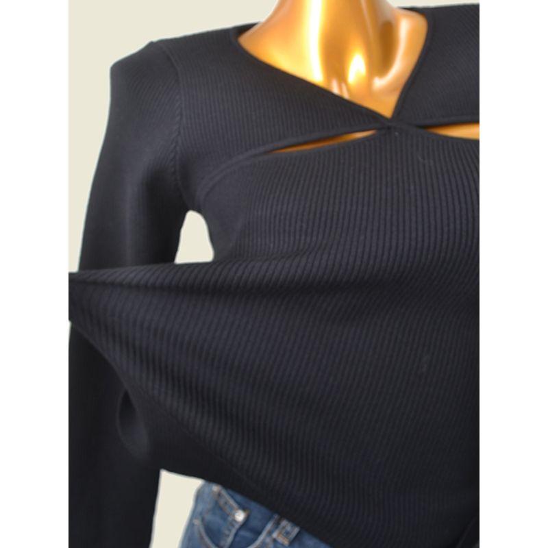 Fashion Style Irregular Hollow-out Knitwear Base Long Sleeves Women's Spring and Summer Sexy Sexy Skinny Slimming Stretch Tops
