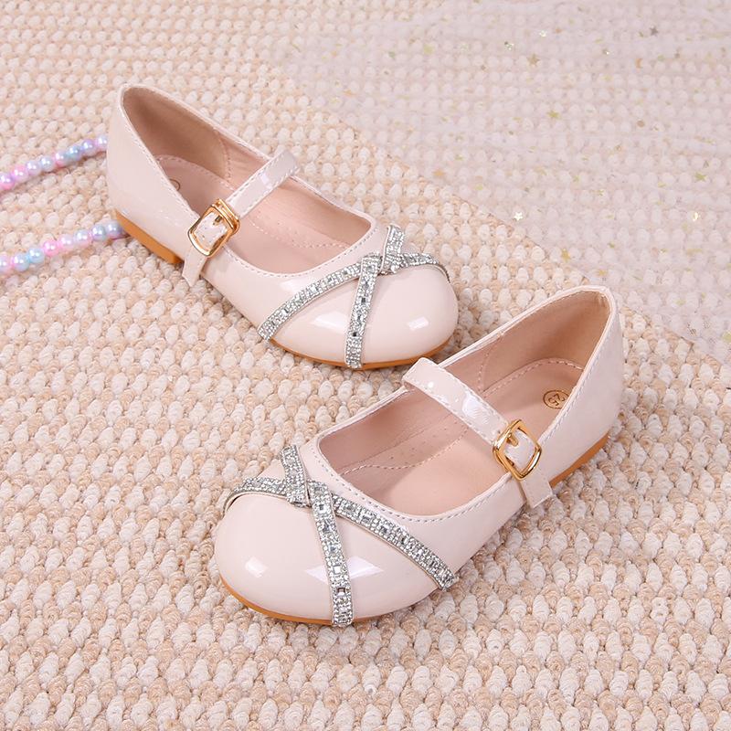 Children's Rhinestone Bow Princess Shoes: Fall Fashion Leather Shoes for Girls
