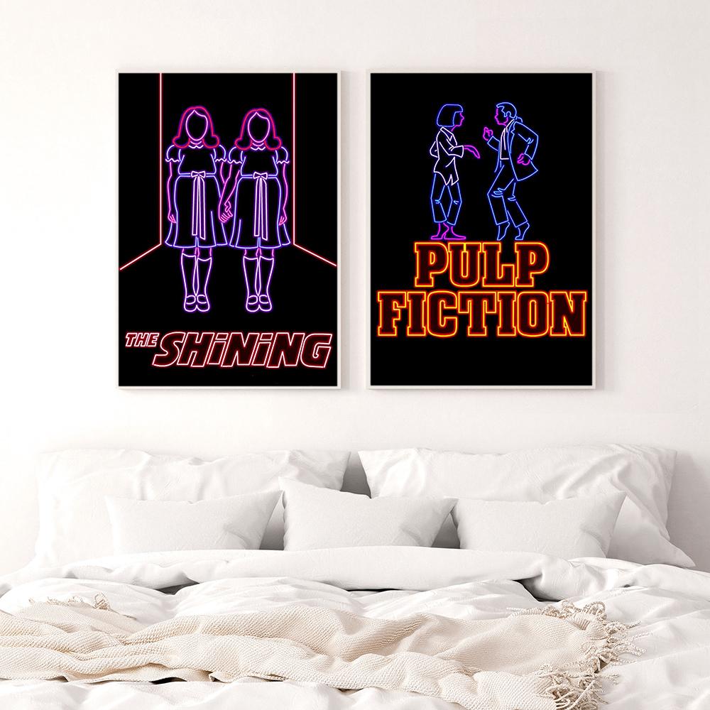 Pulp Fiction Wall Art Movie Wall Picture Street Graffiti The Shining Canvas Painting Neon Lights Posters and Prints Home Decor
