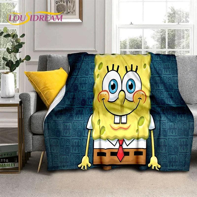 Funny S-SpongeBob Patrick Star Cartoon Soft Flannel Blanket for Beds Bedroom Sofa Picnic,Throw Blanket for Outdoors Leisure Gift