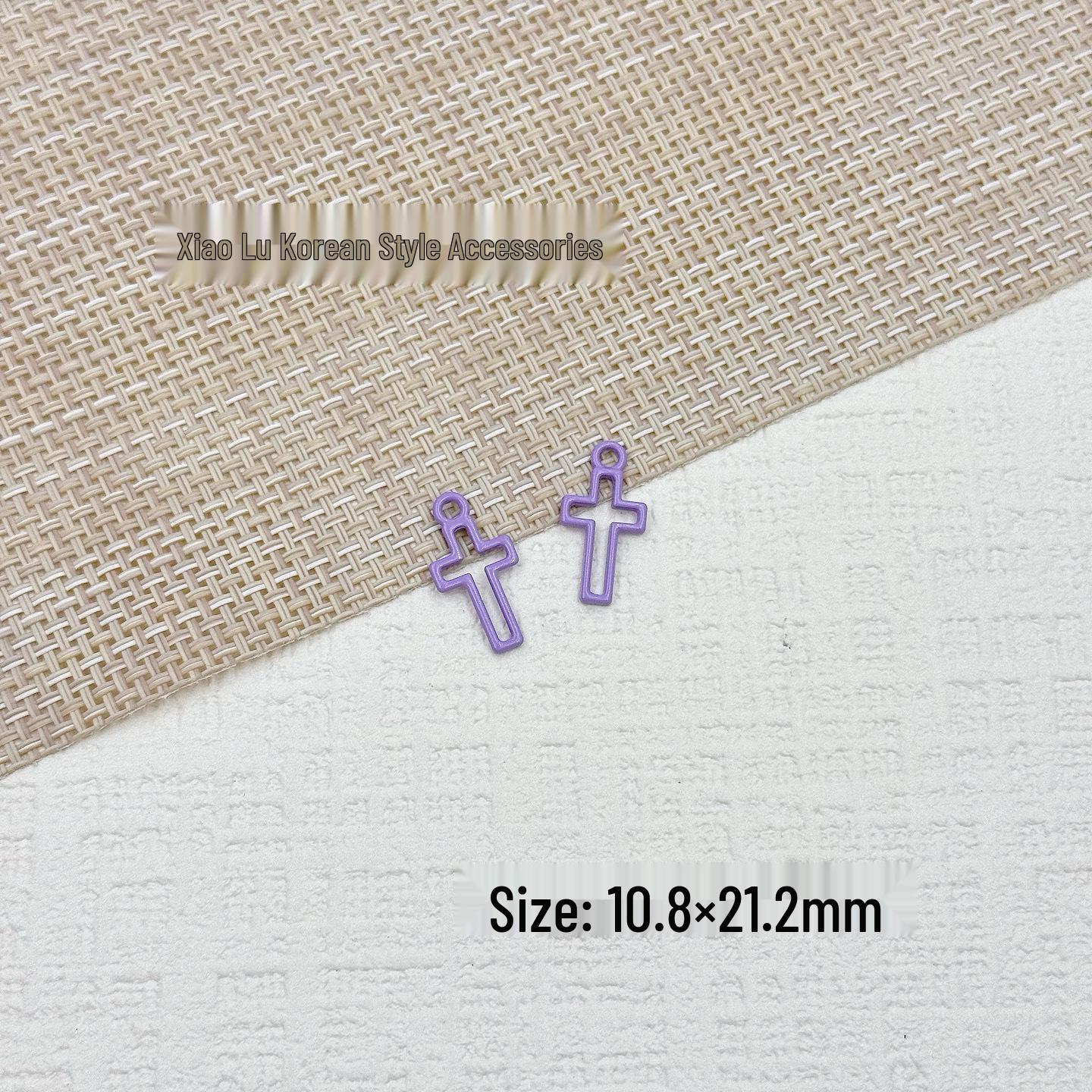 Macaron-Colored DIY Korean Jewelry Charms: Hollow Cross Earrings & Pendants with Baking Spray Paint Single Price