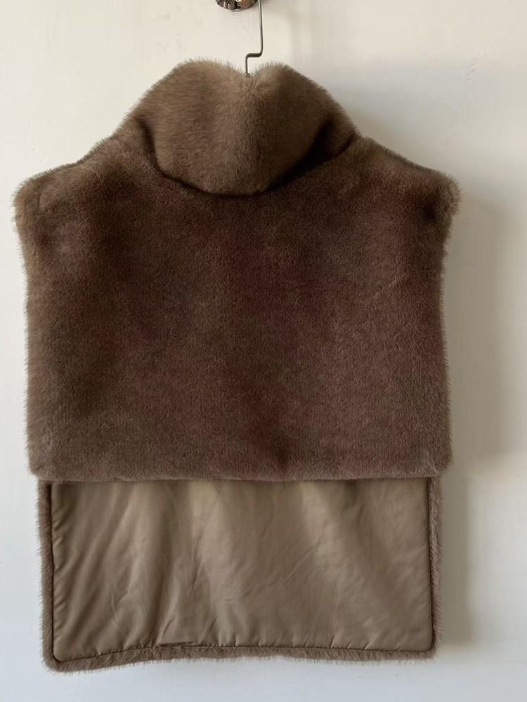 Autumn/Winter Mink Fur High Collar Sleeveless Vest Shawl
