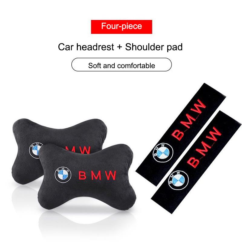 Car Embroidery Seat Neck Pillow Headrest Rest Cushion Shoulder Pad For BMW X1 X2 X3 X4 X5 X6 X7 GT E53 E70 E71 F25 E84 M Sticker