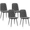 Dining Chairs, Set of 4 Kitchen Chairs with Backrest, Velvet Look, Upholstered Chairs with Metal Legs, for Dining Table, Grey