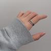 Adjustable Sterling Vintage Chain Link Ring Men Women Retro Geometric Design Minimalist Couple Jewelry