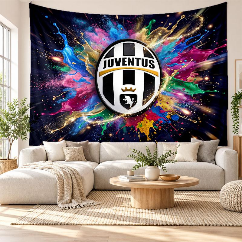 Juventus FC Wall Tapestry, Soft Fabric Wall Hanging, Decorative Backdrop For Bedroom Home Wall Art