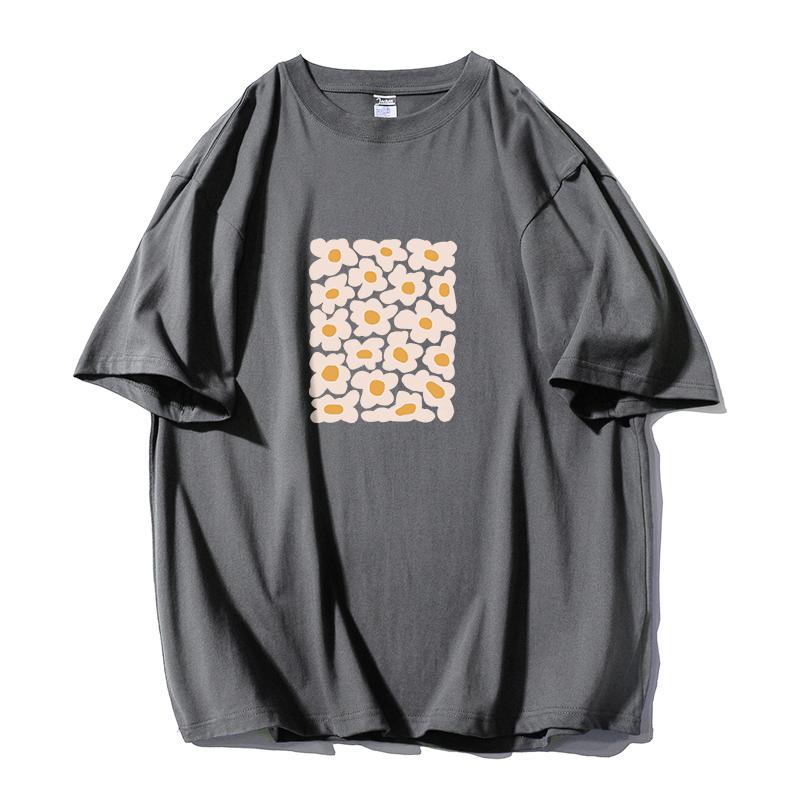 Shellsuning Oversized Art Printed T-shirts Women Summer Fashion Vintage 100% Cotton Soft Streetwear Couple Clothes Basic Tees Female Harajuku Tops