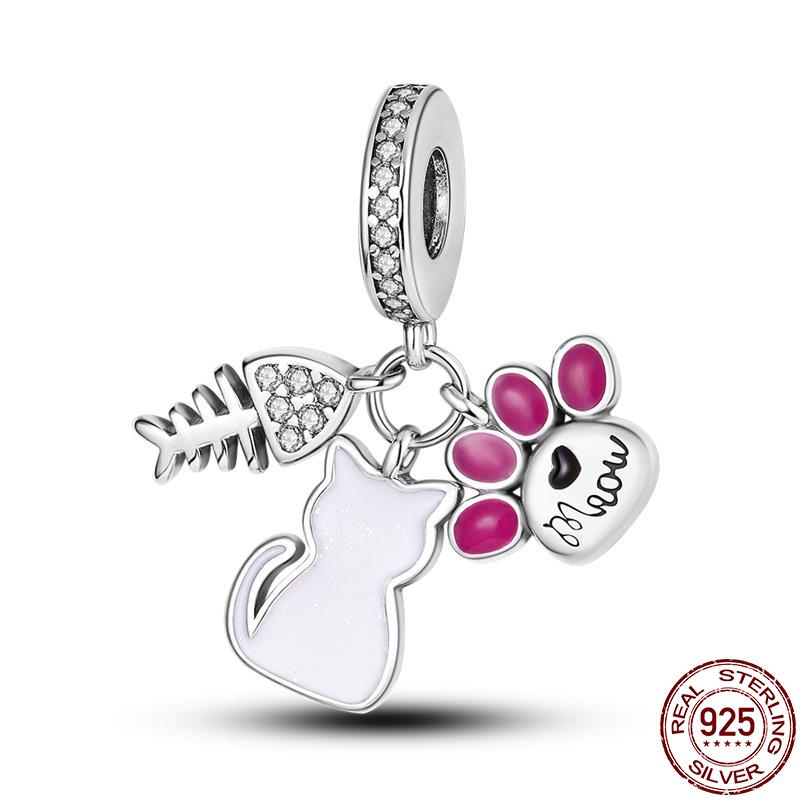Cute Animals Beads Charms Fit Original 3Mm Bracelet Dog Cat Owl Rabbit Diy Jewelry Making Animals Protection