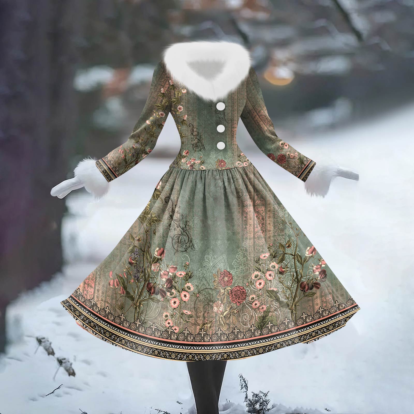 

Женское повседневное платье с длинным рукавом, V-образным вырезом, лоскутным флисом и рождественским принтом L армия зеленый