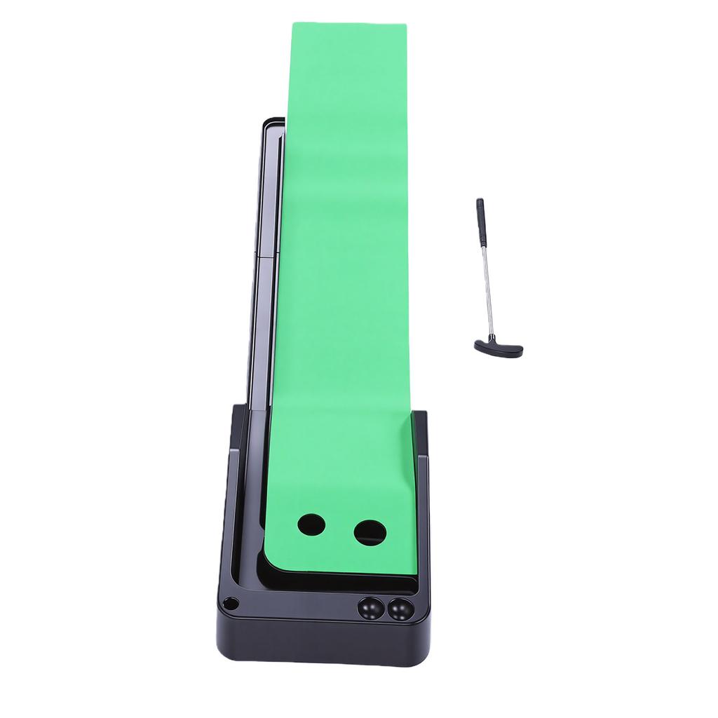 Mini Desktop Putting Green Mat Crystal Velvet Surface Automatic Ball Return Anti Slip for Indoor Home Office