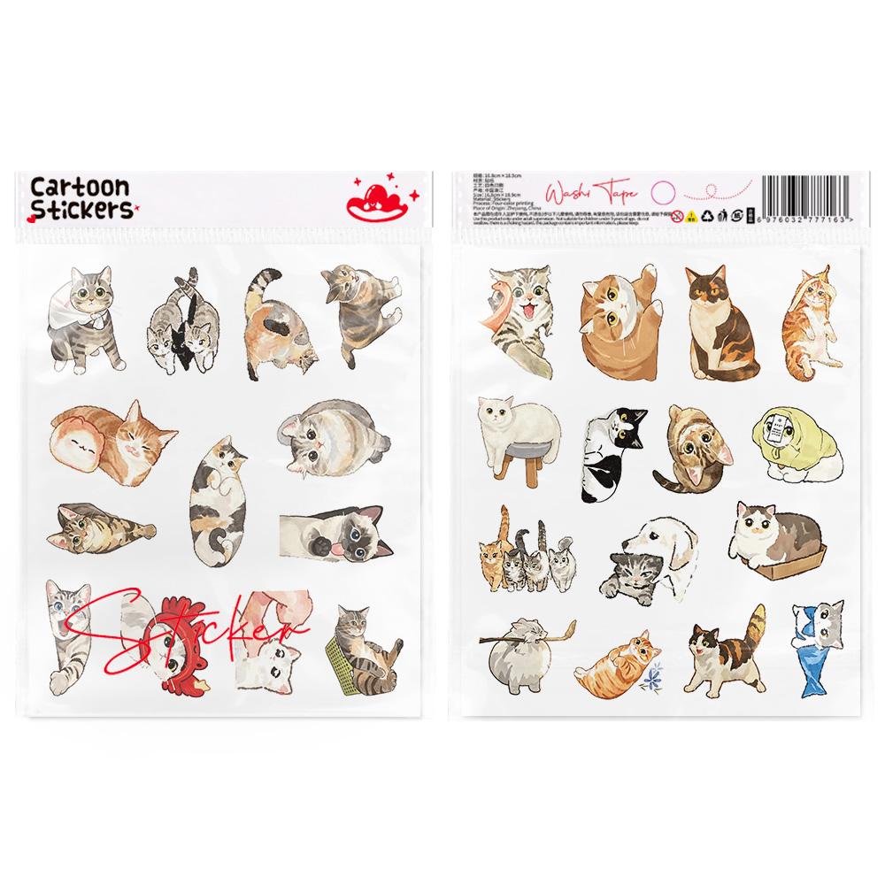 82Pcs New Cute Cat Graffiti Stickers Creative Animal Cartoon Decal Diy Luggage Phone Guitar Scrapbook Waterproof Sticker Kid Toy