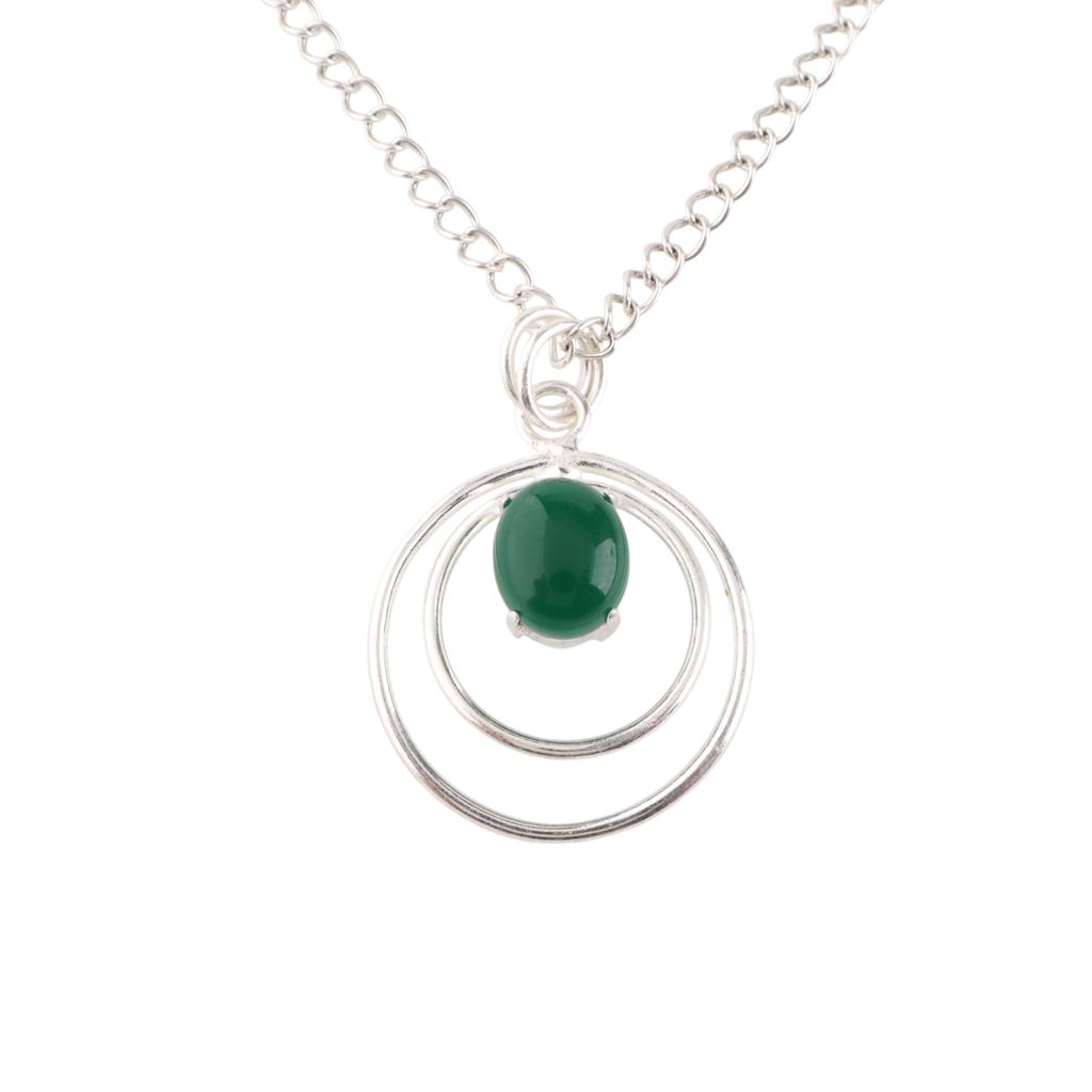 Natürlicher Grüner Onyx Cab Edelstein 925 Sterlingsilber Schmuck Handgefertigter Anhänger PP-61-23