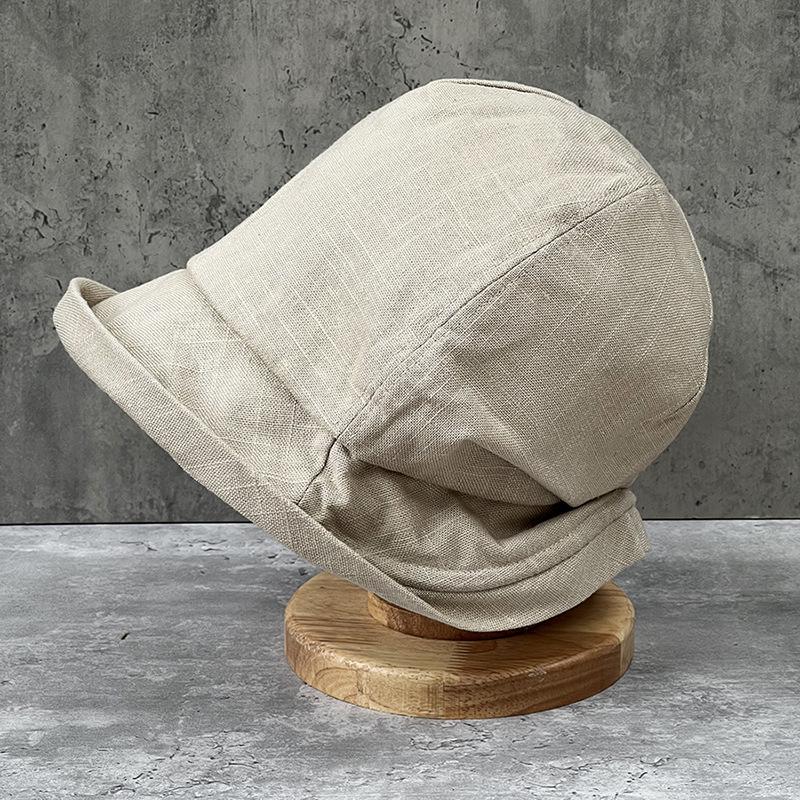 

Comfortable Feeling, Japanese Cotton And Linen Breathable Big Brim Sun Hat Bucket Hat Summer Cap Women Ins Sun Protection Hat M（55-58cm）