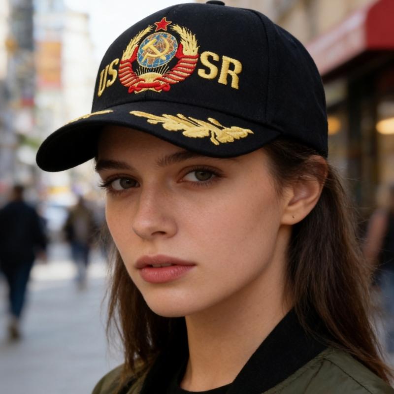 Soviet Union Letters Embroidered Cotton Baseball Cap Adjustable Fashion Outdoor Hat For Men And Women