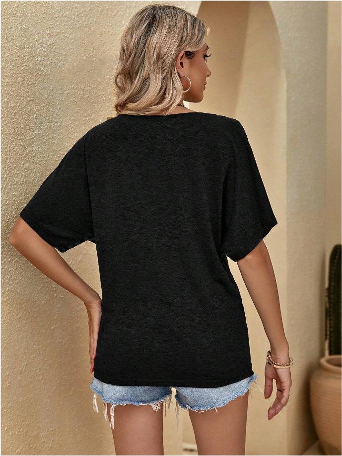 2024 Women's Solid Color Batwing Sleeve Knitted Off-the-Shoulder Top