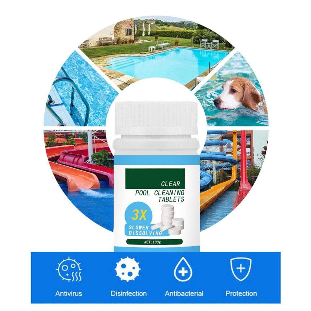 Pool Effervescent Tablets Swimming Pool Chlorine Tablet with Floating Chlorine Dispenser Box for Home Pool Tubs Spas