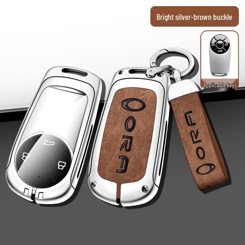 Genuine Leather Key Fob Holder for Great Wall ORA: Good Cat, Ballet Cat & Lightning Cat - Women's Premium Design