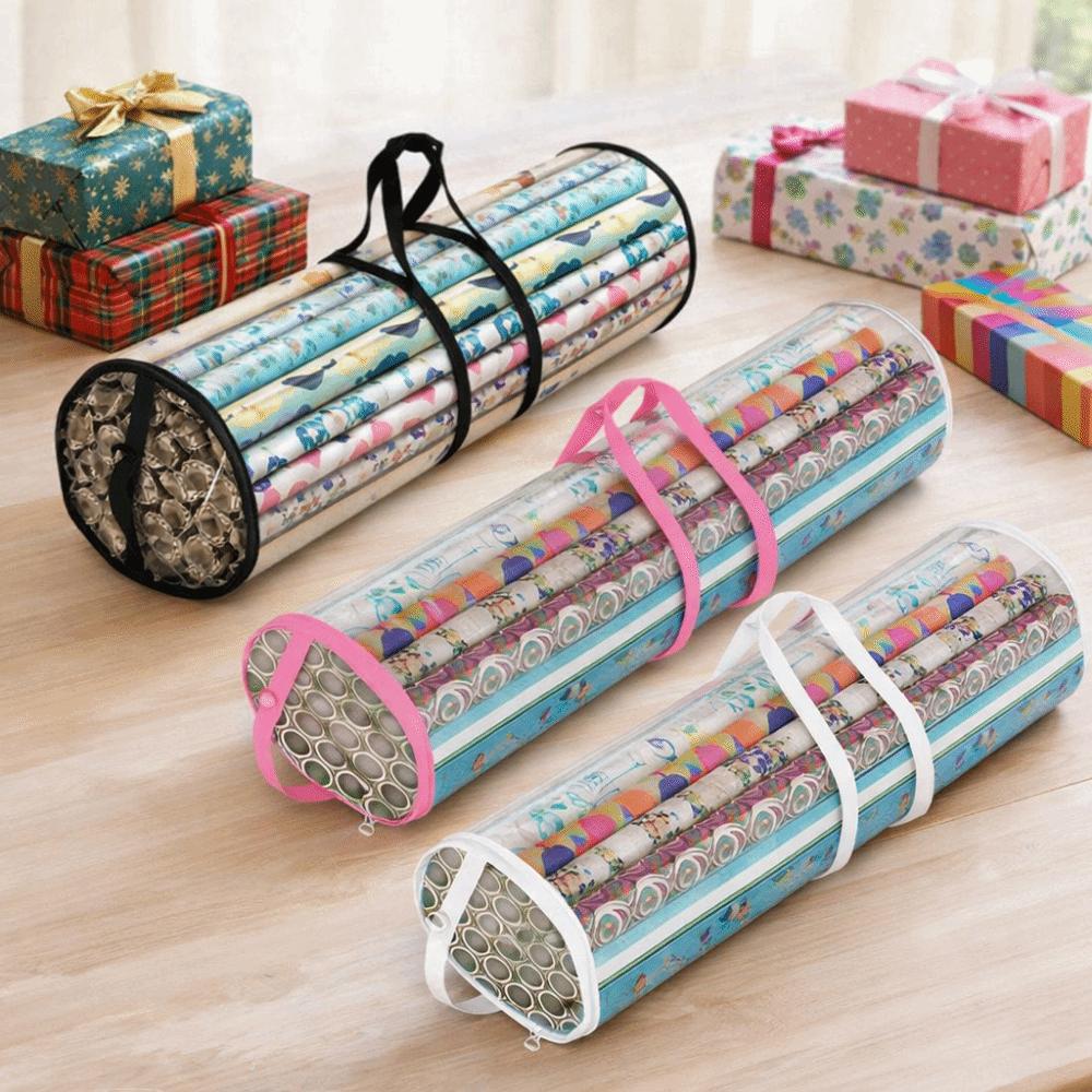 Large Capacity Gift Wrap Storage Bag Cylinder Gift Wrapping Roll Organizer Christmas