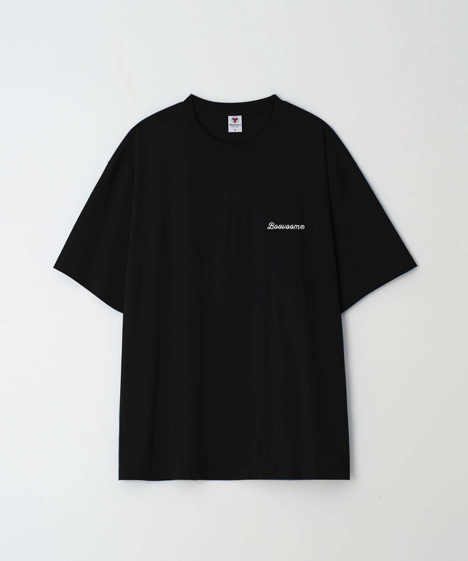 Buboom [Big Size] Original Logo Embroidered T-Shirt Black/1_Xl(105~115)