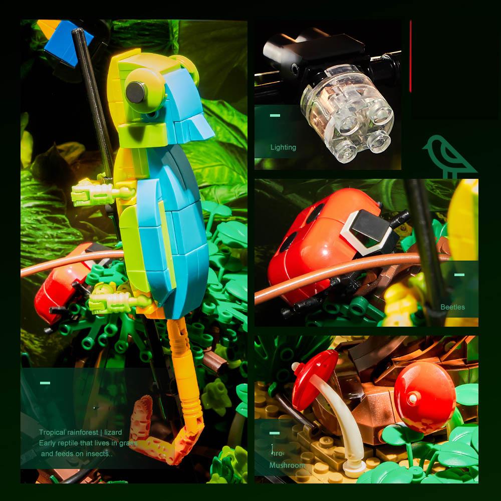 1358PCS Tropical Rain Forest Butterfly Chameleon Building Blocks Creative Collection Construction Bricks Toys Gifts For Kids