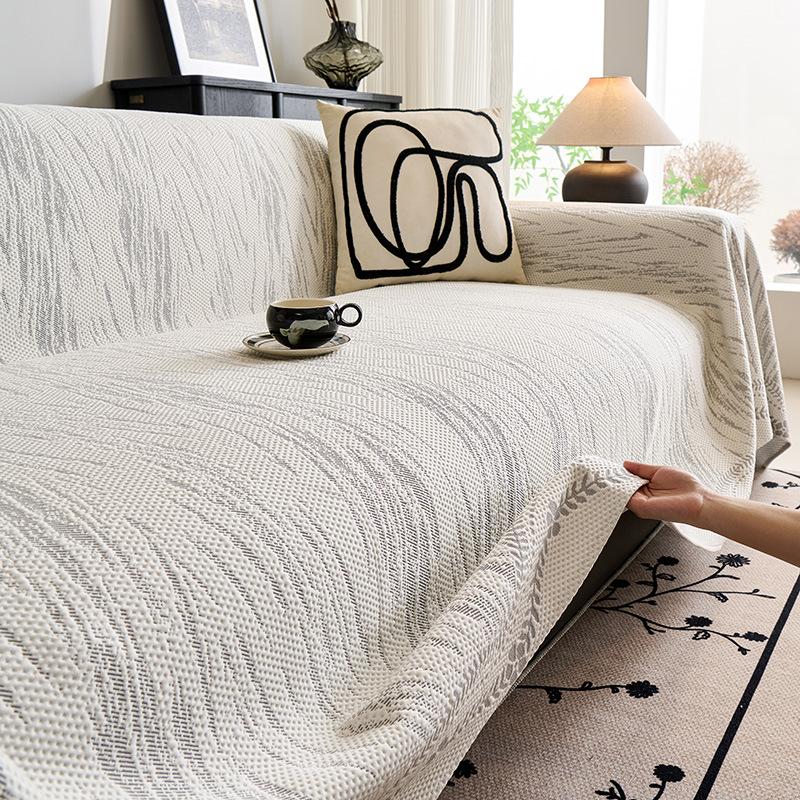 Sofa Cover - Ice Silk Fiber Fabric Cooling Sofa Protector with Floral Pattern, Breathable & Machine Washable, Fit for 1-4 Seater & Sectional Sofas