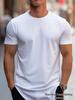 Unisex European Round Neck Short Sleeve T-shirt - Solid Color, Regular Fit
