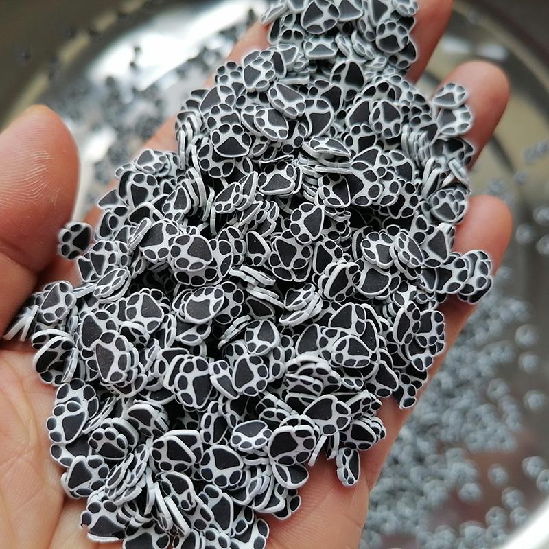 1KG DIY Craft Slime Filler Animal Polymer Clay Slices Cat Claw Pad Bear Paw Acrylic Rhinestone Mixture Polymer Clay Sprinkles