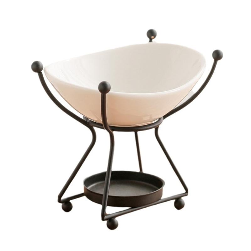 

Metal Candle Aromatherapies Diffuser with Removable Ceramics Tray Essential Oil Burners for Easy Cleaning Maintenance чёрный