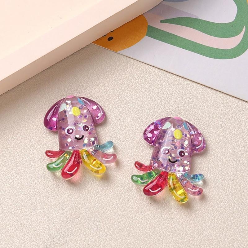 2/6Pcs Resin Sea Animal Figurines Flatback Resin Sea Creature Miniature Ornament for Art Craft Scrapbooking Decoration