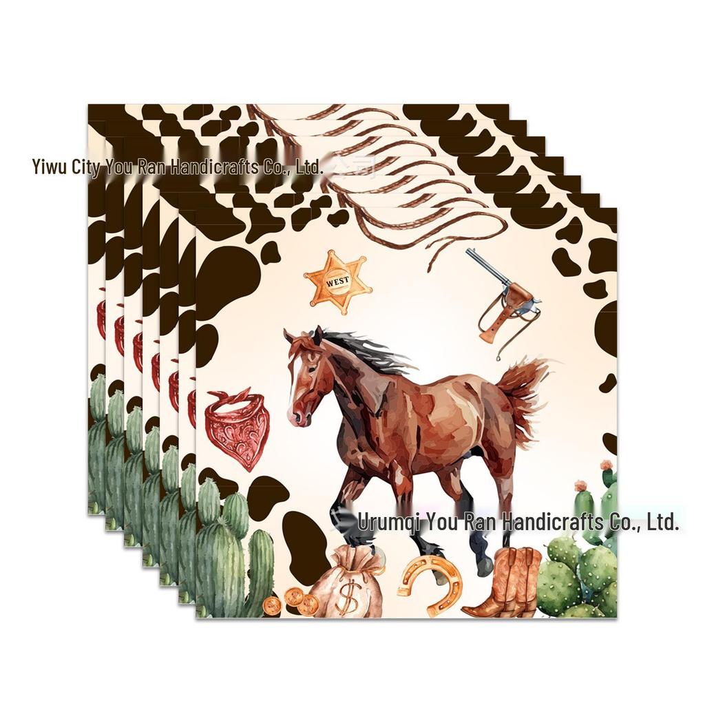 Western Cowboy Theme Birthday Party Disposable Tableware Set