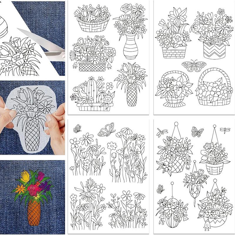 Water Soluble Sticky Embroidery Transfer Stickers Hand-Stitch Embroidery Auxiliary DIY Creative Marking Repair Clothes