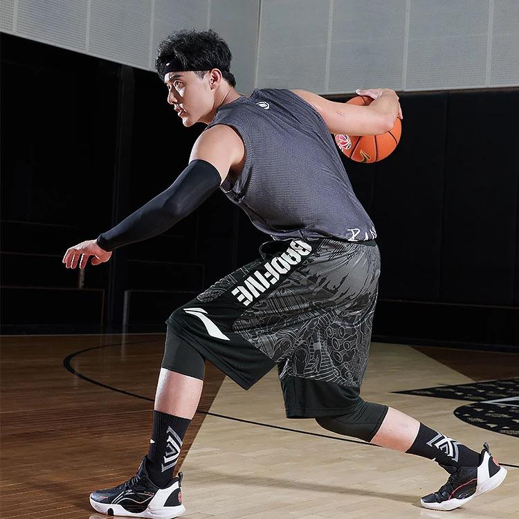 Li-Ning Sports Basketball Series Letter Graphic Loose Casual Shorts Men Bottoms Black Gray AAPS135-1