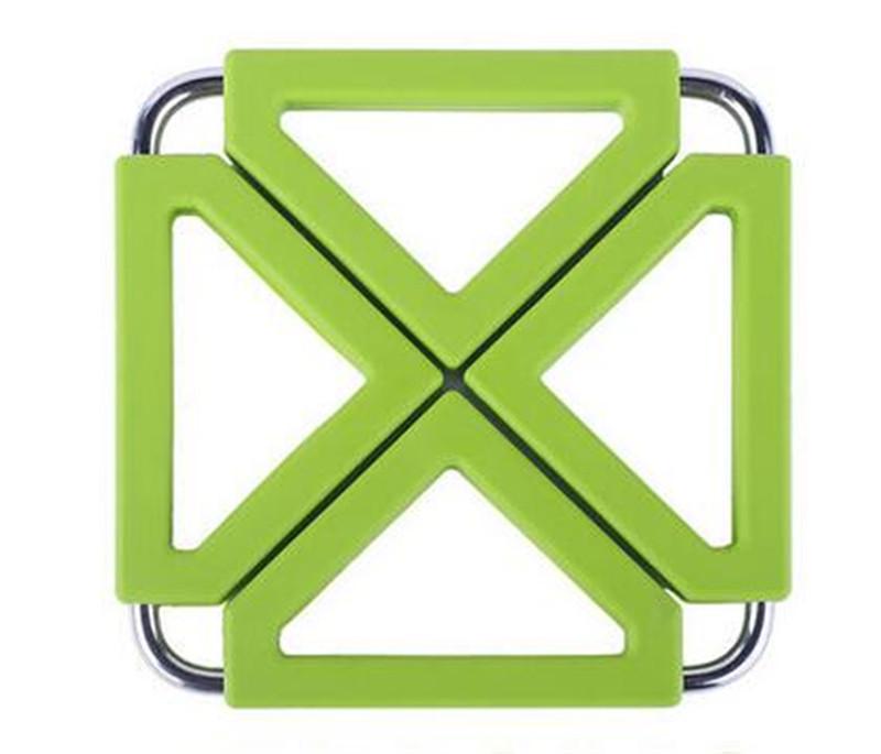 Foldable Square Kitchen Insulation Hot Pad Trivet Coaster Heat Resistant Pads Trivets Mat Multipurpose Silicone Pot Holder M зелёный