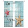 Wood Grain Beach Text Starfish Curtain For Living Room Transparent Tulle Curtains Window Sheer For The Bedroom Accessories Decor