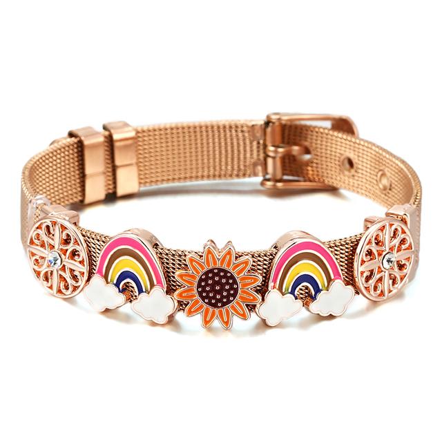 

Модные сетчатые браслеты из нержавеющей стали для женщин и девочек, оригинальный браслет для часов с подвесками, браслет с бусами ангела, подарок