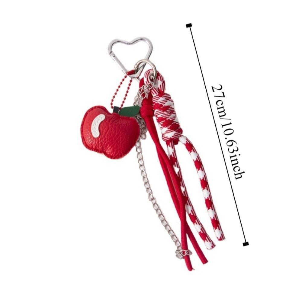 PU Leather Fruit Handmade Keychain Heart Braided Rope Car Keyrings  Girls Couple Girlfriends