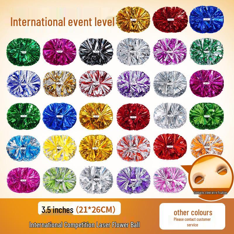 Laser Diamond Cheerleading Sparkle Pom-Poms: Colorful Hand-Held Dance Flowers for International Competition