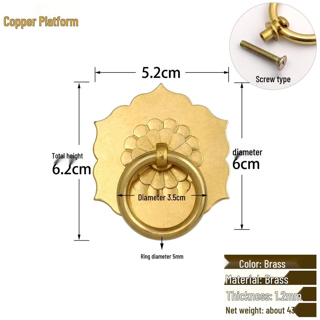 Antique Style Pure Copper Hexagonal Handle for Cabinets & Drawers - Retro Chinese Hardware Accessory