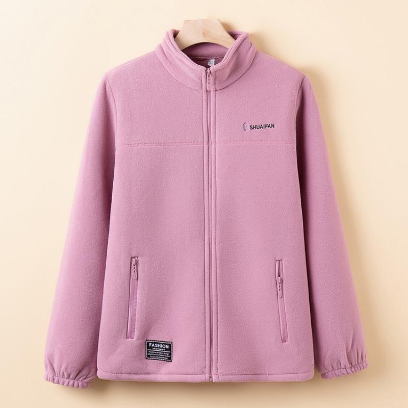 Mom's New Granular Fleece Jacket, Spring and Autumn Fleece Thickened Warm Cardigan, Medium and Old Women's Top
