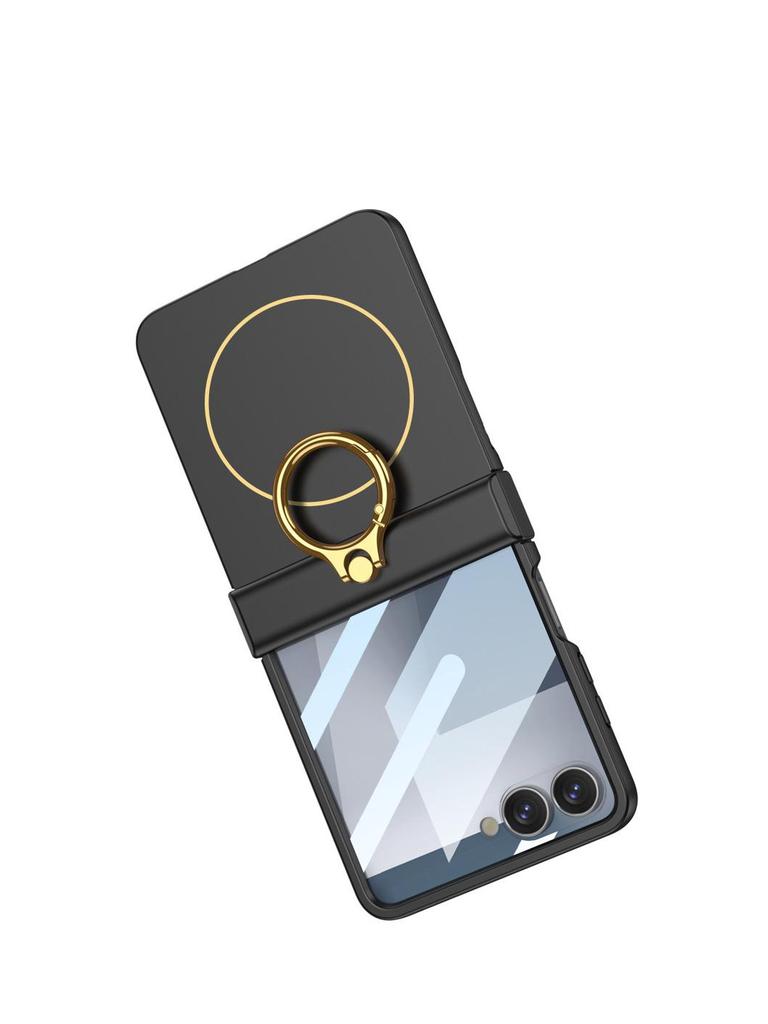Samsung Z Flip7 Ultra cienkie etui na składany telefon z ochroną zawiasu, modny magnetyczny pierścień i kompatybilnością z ładowaniem bezprzewodowym