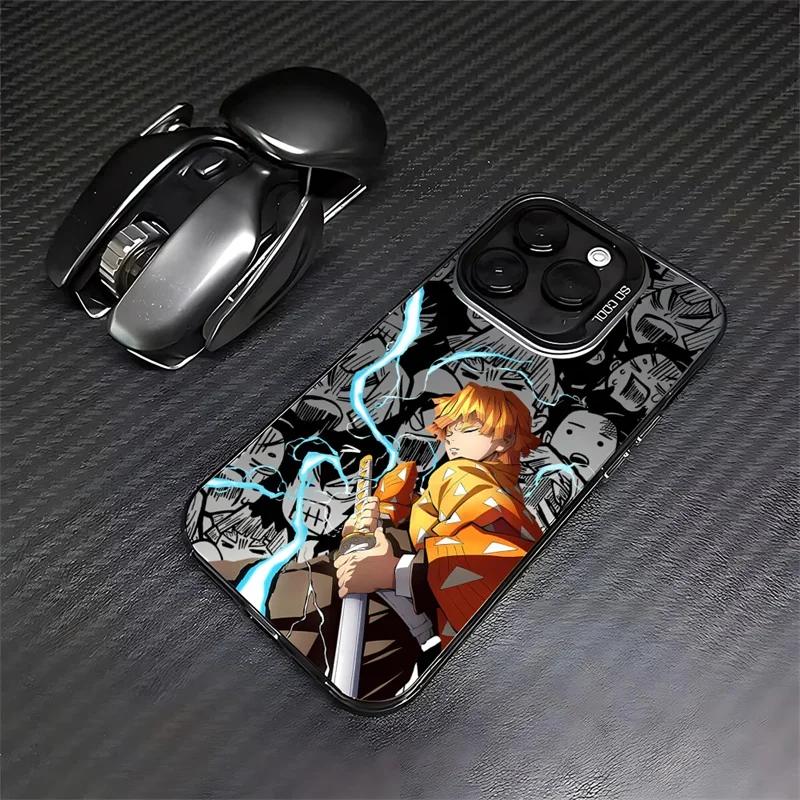 Demon Slayer Cartoon Anime Frosted Case for iPhone 17 Air 16 E 15 14 Plus 13 12 Mini 11 Pro Max Acrylic Sheet Silicone Cover
