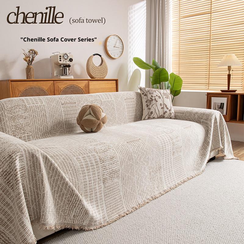 Thick Chenille Sofa Cover Waterproof Cat Resistant One Piece Design with Elegant Stitch for 2/3/4 Seater